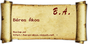 Béres Ákos névjegykártya