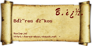Béres Ákos névjegykártya